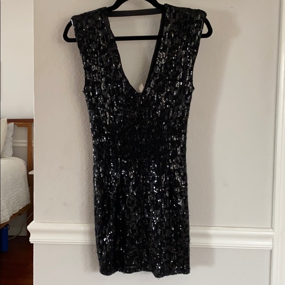 Black Sequin Mini Dress